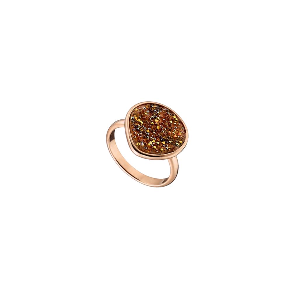 Inel din argint placat cu aur roz de 18 K decorat cu cristale maro Leopard