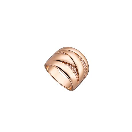 Inel lat placat cu aur roz de 18 K decorat cu cristale Twist, 04X15-00114, Oxette Romania