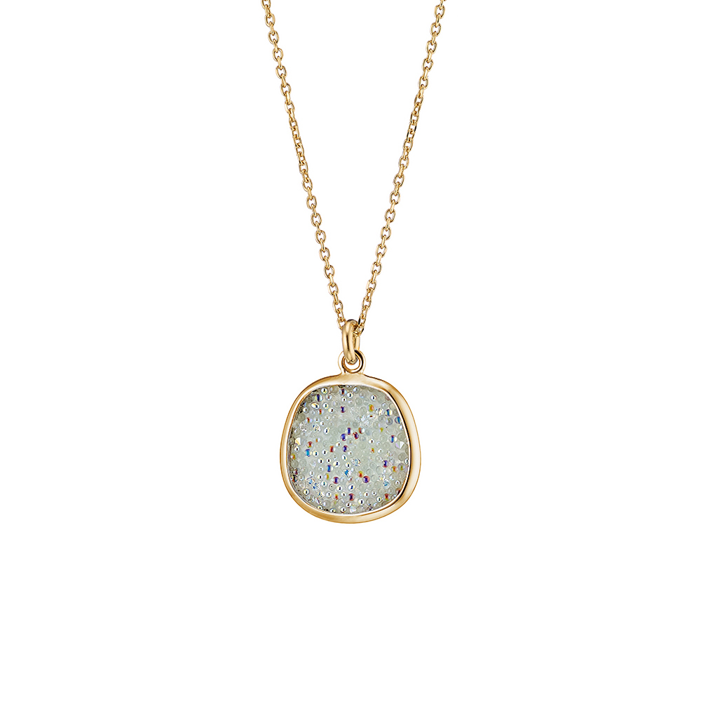 Colier scurt argint placat cu aur galben de 18K cu cristale caviar albe Gala, 01X05-03150, Oxette Romania