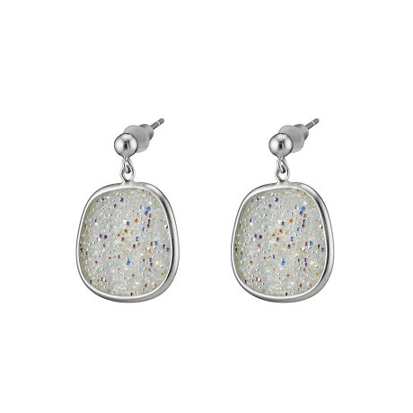 Cercei medii din argint placat cu rodiu si decorati cu cristale naturale caviar Gala, 03X01-03113, Oxette Romania