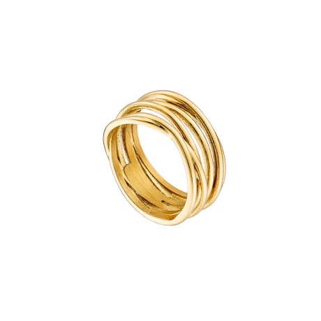 Inel tip verigheta din otel inoxidabil placat cu aur galben de 18 K Sparkling, 04L27-00778, Oxette Romania