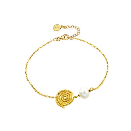 Bratara din argint placat cu aur galben de 18 K cu perla Helix, 02X05-02115, Oxette Romania