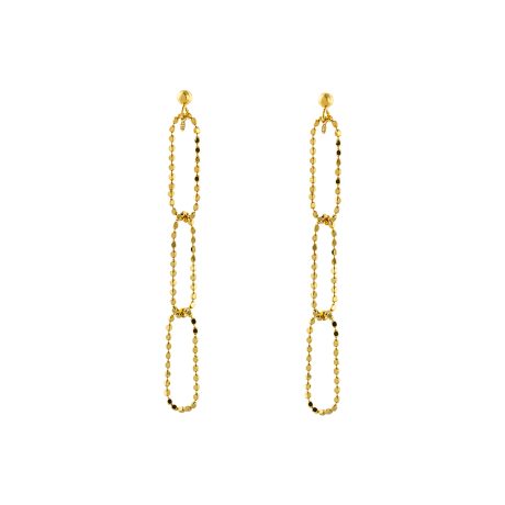 Cercei argint lungi placati cu aur galben de 18 K cu zale mari Melody, 03X05-02721, Oxette Romania