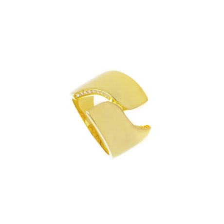 Inel lat placat cu aur galben de 18 K decorat cu cristale Heavy Metal, 04X15-00176, Oxette Romania
