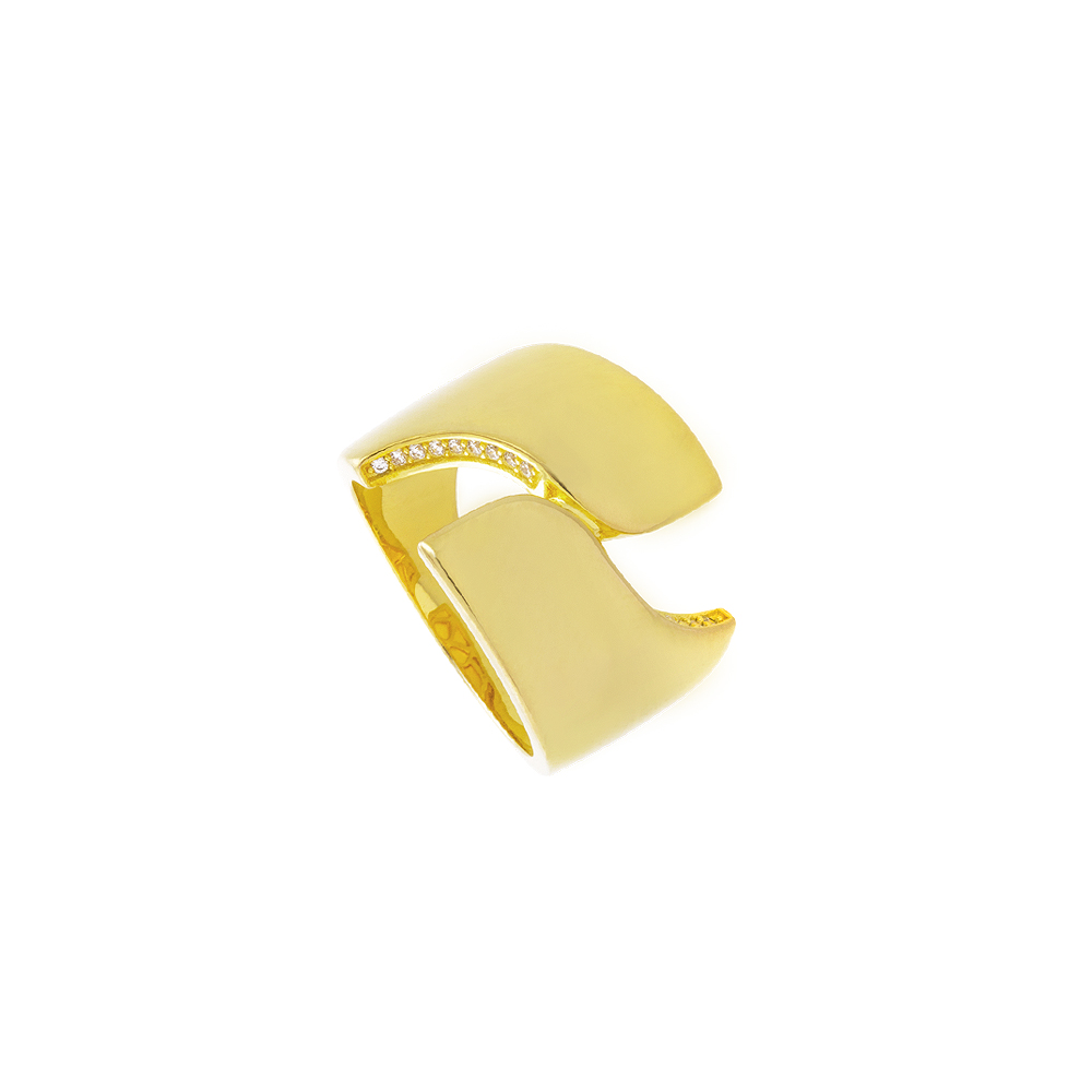 Inel lat placat cu aur galben de 18 K decorat cu cristale Heavy Metal, 04X15-00176, Oxette Romania