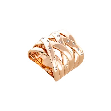 Inel statement placat cu aur roz de 18 K decorat cu cristale incolore Optimism, 04X15-00193, Oxette Romania
