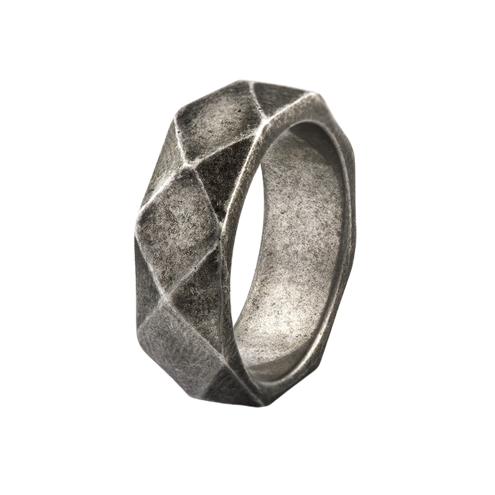 Inel tip verigheta pentru barbati din otel inoxidabil placat cu rodiu Men, 04X03-00163, Oxette Romania