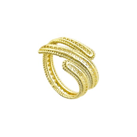 Inel filigranat placat cu aur galben de 18 K Luminous, 04L15-00367, Oxette Romania