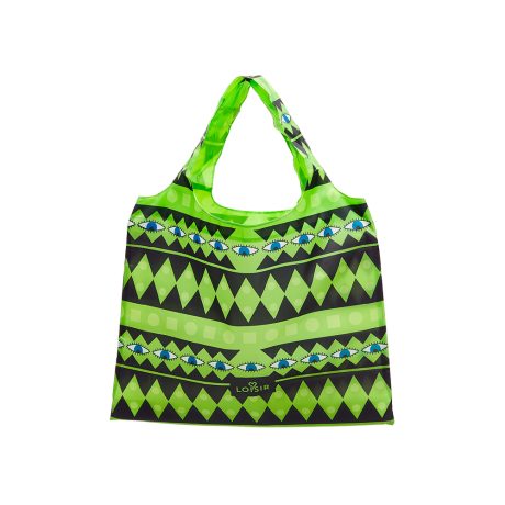 Sacosa din material sintetic verde cu logo si printuri diverse Loisir, 22L07-00278, Oxette Romania