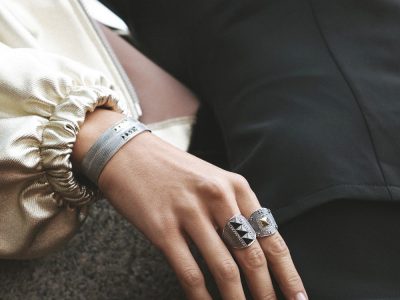 Inel statement placat cu rodiu cu piramida aurie si pietre zirconia Natrix Bis, 02X15-00509-2, Oxette Romania