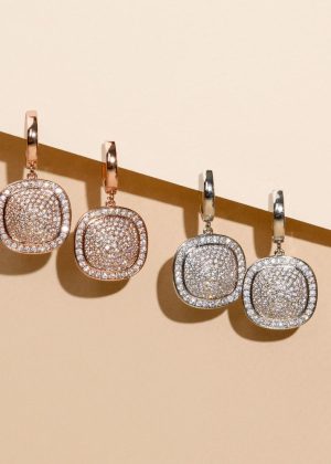 Cercei eleganti placati cu aur roz de 18 K decorati cu pietre incolore Darling, 03X15-00557-2, Oxette Romania